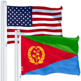 UD_G128 Combo Pack: USA American Flag 3x5 Ft 150D Printed Stars & Eritrea Flag 3x5 Ft 150D Printed