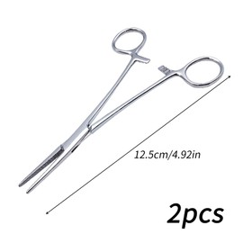 2 Pcs 12.5cm Piercing Pliers Set, Straight Head Locking Pliers, Stainless Steel Tweezers, Sawtooth Design Locking Pliers for End Sewing, Soldering, Arts, Crafts (1 Straight & 1 Curved)