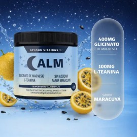 Alm Glicinato Magnesio Teanina Beyond Vitamins 400 100 Por Scoop Bebida Funcional Sabor Maracuyá Azucar Rutina Nocturna Porciones