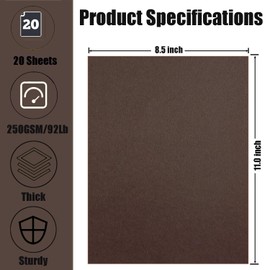 Hysiwen 20 Sheets Brown Cardstock 8.5 x 11 Inches, 250gsm/92 lb Thick Craft Paper for Making Cards, Invitations, Paper Crafts or Drawing