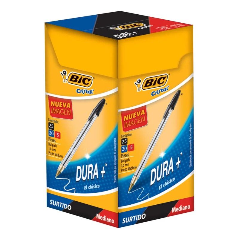 Pluma Lapicero Bic Cristal Dura+ Punto Mediano 1 Mm Caja