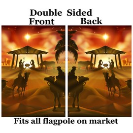 Pickako Christmas Story Sunset Winter Landscape House Flag 28 x 40 Inch, Double Sided Large Garden Yard Welcome Flags Banners for Home Lawn Patio Outdoor Decor