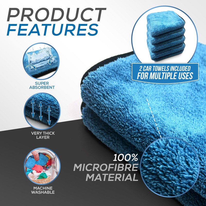 Microfibre Car Drying Towel Thick, Super Absorbent, Lint Free 40cm