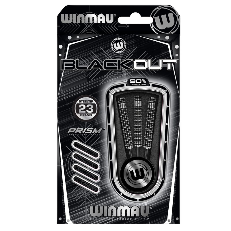 WINMAU Blackout 23 Gram Professional Steeltip Tungsten Darts Set with