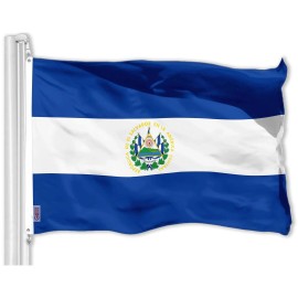 UD_G128 Combo Pack: American USA Flag 3x5 Ft & El Salvador Flag 3x5 Ft, Both Printed 150D Polyester, Indoor/Outdoor, Brass Gromm