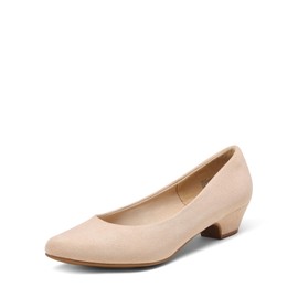 DREAM PAIRS Women's Mila Low Chunky Heel Pump Shoes,Size 11,Nude/Suede,Mila