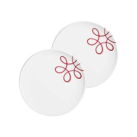 GMUNDNER KERAMIK Pur Flamed Red Set of 2 Dinner Plates Cup Diameter 25 cm Crockery Handmade in Austria