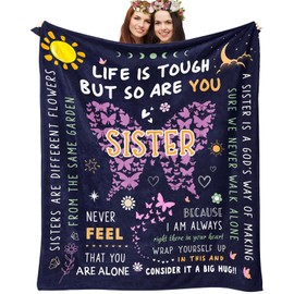 Sisters Gifts for Christmas Throw Blanket 60"X 50", Christmas Sisters Gifts from Sister, Birthday Gifts for Sister from Brother, Gifts for Little Sister who has everything, to My Sister Adult Gifts
