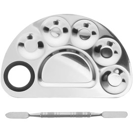 Paleta de Maquillaje de Acero Inoxidable Espátula Plata Set Portátil para Mezcla de Color, Aplicaciones Cosméticas y Arte de Uñas, Uso en Casa