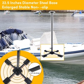 VEITHI Boat Cover Support Poles Heavy Duty 2 Pack, Stainless Steel Boat Cover Support System with Metal Cross Base, 16” to 59” with Adjustable Strap - Black