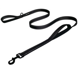 JEWOSTER Heavy Duty Dog Leash - 2 Handles by Padded Traffic Handle for Extra Control, 6foot Long - Perfect for Medium to Large Dogs (6 ft, Black)