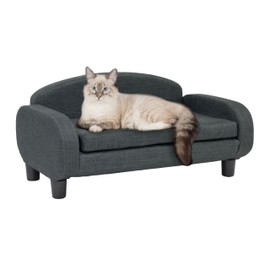 Paws & Purrs Cat Sofa Bed, Pet Couch for Indoor Cats Elevated Cat Beds with Removable Washable Mattress Cover for Kitten, Puppy or Small Animal- 31.5" Wide, Gray