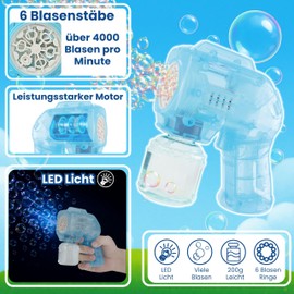Blubbel 2 x Bubble Gun Set, LED Bubble Machine, 50 ml Bubble Liquid Tank, Bubble Gun, Bubble Gun, Air Bubbles Bazooka Bubble Gun, Gifts for Children, Wedding