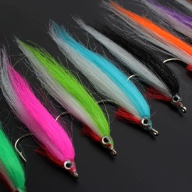 20 pcs 1/0 UV Colors High Carbon Hook Polar Fry Salmon Trout Sea Bass Steelhead Minnow Fly Fishing Flies Lure Set