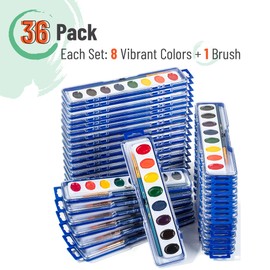 Mr. Pen- Washable Watercolors, 36 Pack, 8 Colors with Paint Brush, Bulk Watercolor Paint Set, Water Color Painting Kids, Watercolors for Kids and Adults