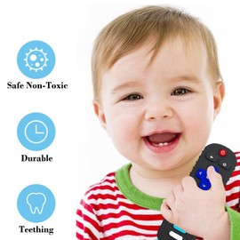 Silicone Baby Teething Toys,TV Remote Control Shape Teething Toys,Remote Teether for Babies 0-18 Months,BPA Free(Black)