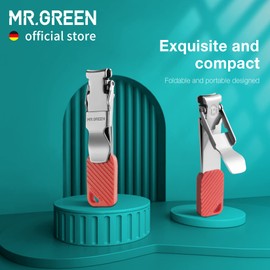 MR.GREEN Compact Nail Clippers Foldable Nail Cutters Manicure Tools Portable Fingernail Clipper with Key Chain Nail Scissors (Red)