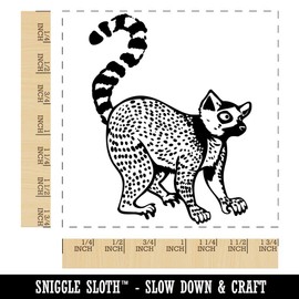 Ring-Tailed Lemur Square Rubber Stamp for Stamping Crafting - 1.75in Medium