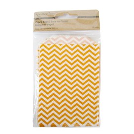 Fall Crafts Colored Chevron and Polka Dot Paper Favor Treat Bags - 24 Count - 3 x 4 Inches (Orange)