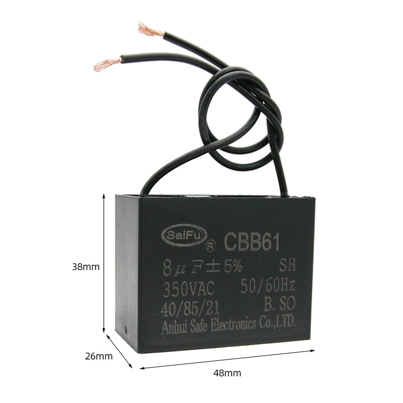 AKZYTUE CBB61 Capacitor 8uf 350V AC Ceiling Fan 2 Wire