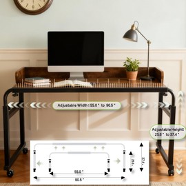 Overbed Table with Wheels and Desktop Enclosure (Brown)