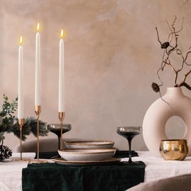 10 Inch Light-Gray Taper Candles for Home Decoration, 10 Pack Unscented Candlesticks for Dinner Wedding Party, Smokeless and Dripless Candle Sticks