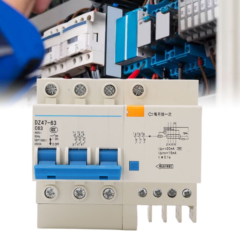 Circuit Breaker 3P and N MCB DIN Rail Mount 4500A