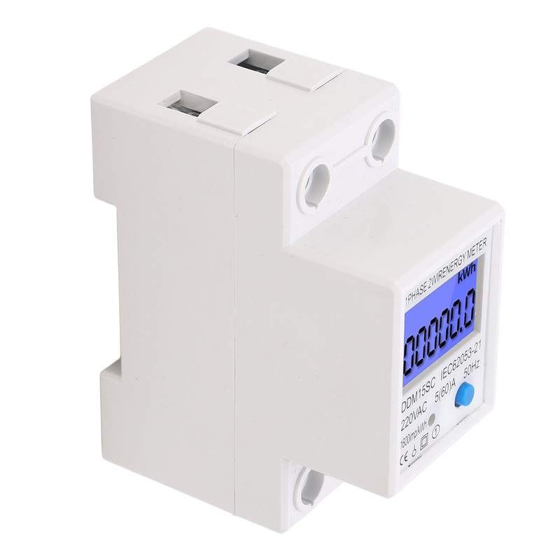 LCD Digital Energy Meter Single Phase 2P Electricity Usage Monitor