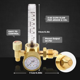 CGA-580 Argon CO2 MIG Welding Regulator 0-60 CFH Flow Meter Gauge for MIG/TIG Welding