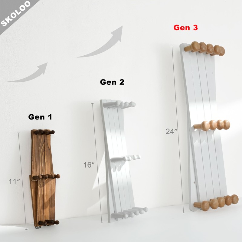 SKOLOO Large Hat Rack for Wall, Wooden Accordion Wall Hanger,