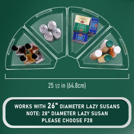 JEISSLIA Lazy Susan Cabinet Organizer Bins for 26"/ 28"/ 32" Diameter Corner Organizer, Plastic Cabinet Storage Bin, 1/8 Wedge - Food Safe, BPA Free, with Non-Slip Pads (for 26" Diameter, 4 Pack)