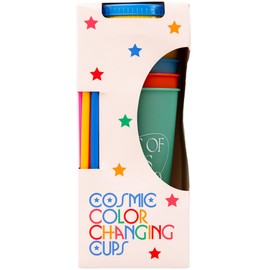 ban.do Color Changing Cups with Straws, Set of 5, 24 oz Travel Tumblers with Lids and Straws, Colorblock