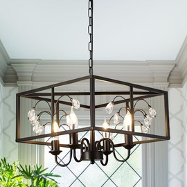 LUOLAX Modern Chandeliers Black Hanging Industrial Metal Cage,4-Light Industrial Style Pendant Ceiling Light Artistic Sense for Dining Room and Living Room