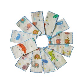 Muslin Baby Washcloths Set(12-Pack), Natural Cotton Infant Bath Towel, Soft Toddler Face Towel Gift Registry Newborn Baby Shower,9x9 Inches, Animal World (Square)
