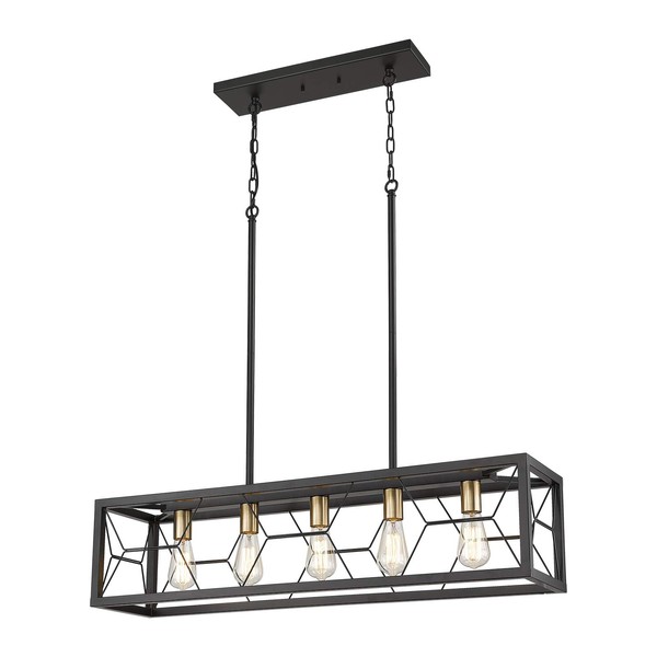 EAPUDUN 5-Light Kitchen Island Lighting, Modern Linear Pendant Light Fixture,