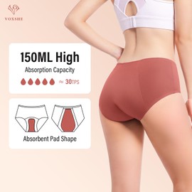 Voxshe VOXSHE Incontinence Underwear for Women Washable Leak Proof for Women 5oz High Absorbent Womens Incontinence Panties for Bladder Leakage Protective Panties 3pk-M (Black/Orange/Orange)