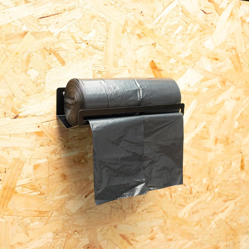MegaMaxx UK Wall Mounted Bin Bag Holder – Black Steel