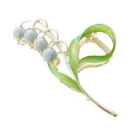 Green Lily of The Valley Flower Hair Clips, Orchid Hair Clamps,Flower Metal Hairpin, Flower Jaw Clamp Hair Styling Hair Accessories, Women,Clips and Barrettes, Hair Accessories
