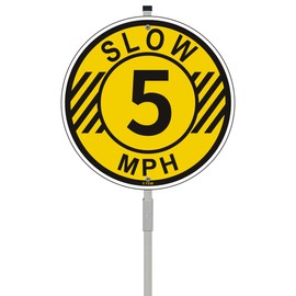 Slow Speed Limit 5 MPH Sign Slow Down Sign 10" x 10" With 28" Long Metal Stakes 5 MPH Sign Speed Limit Sign 5MPH Sign For Yard Lawn Speed Limit Signs 5 MPH Sign Aluminum Weather