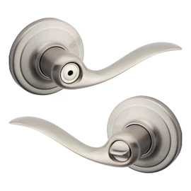 Weiser Toluca Satin Nickel Door Handle, Reversible Privacy Lever, Interior Door Handles for Bedroom and Bathroom Doors, Keyless Bathroom/Bedroom Door Lock, Traditional Home Décor