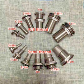 ZRuiYFFS 316 Stainless Steel Straight Through Hull Valve Fitting with Custom Gasket Marine Pipe Drain Fitting for Boats, Yachts (Semi-Thread, 1/2in)