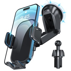 Generic TEKING Car Phone Holder, 2024 Newest Cell Phone Mount [Upgraded & Stable] for Car Windshield Dashboard Air Vent 3 in 1, Hand Free Mount for All Smartphones - Highlights Agri Material(Black)