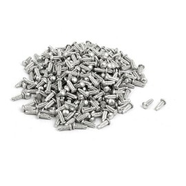 Sourcingmap 500pcs M2 x 6mm Knurled Shank Round Head Aluminum Solid Rivet Silver Tone