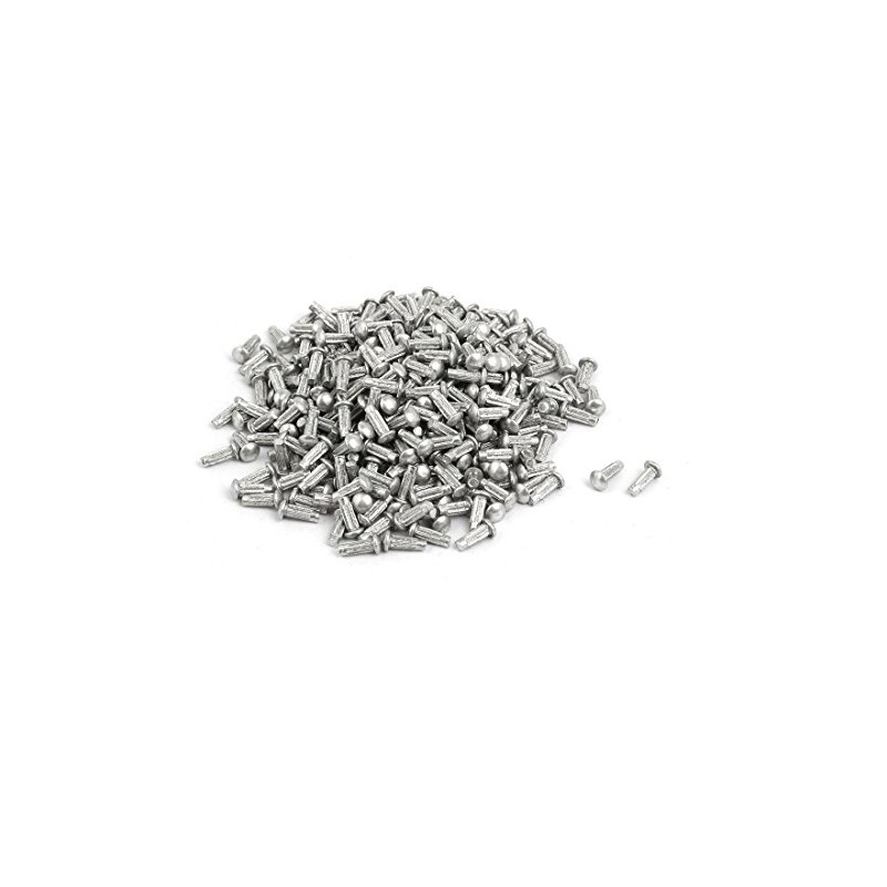Sourcingmap 500pcs M2 x 6mm Knurled Shank Round Head Aluminum