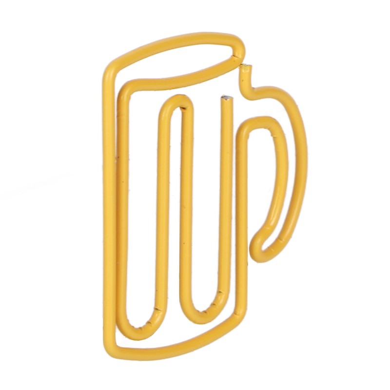100Pcs Cute Paper Clips Yellow Cup Style Strong Metal Exquisite