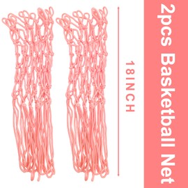 2pcs Nightlight Basketball Net Replacement, Pink Glow in The Dark Net, Standard Size 12 Loops for Indoor and Outdoor Use