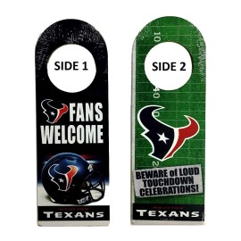 Houston Texans Wood Door Knob Hanger Fans Welcome Beware Of Loud Celebrations