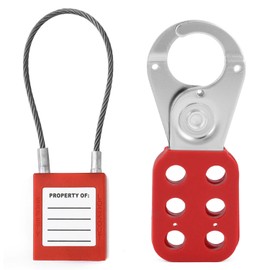 QWORK Lock Out Tag Out Hasp and Lockout Tagout Steel Cable Locks with Keys, 4 Sets