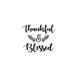 Vinyl Wall Art Decal - Thankful & Blessed - 17" x 20" - Trendy Cute Inspiring Thanksgiving Season Quote Sticker for Home Family Room School Office Coffee Shop Doors Windows Storefront Decor