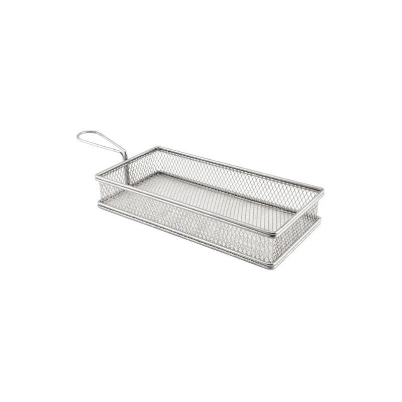 Genware Stainless Steel Rectangular Fryer Serving Basket 26 x 13
